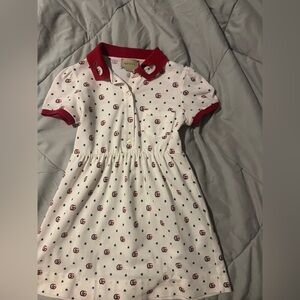 Gucci Red and White Polo with Heart Detail